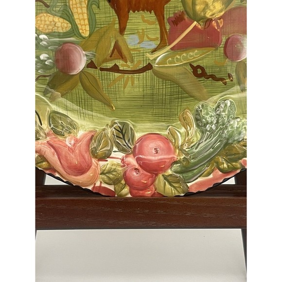 TRACY PORTER STONEHOUSE FARM COLLECTION 18.5" OVAL PLATTER ROOSTER Chicken Green - Picture 3 of 7